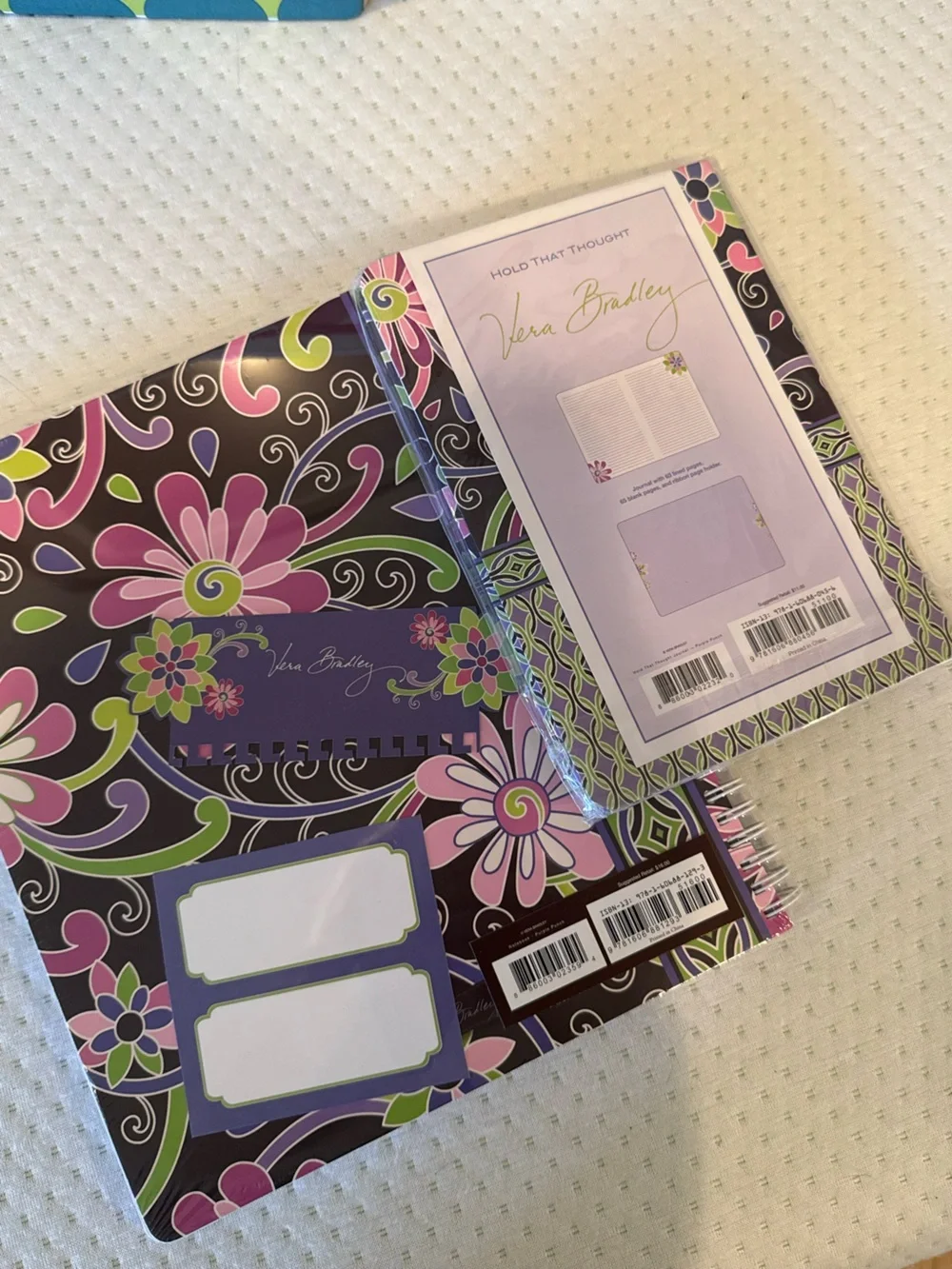 Vera Bradley NWT ‘Hold that Thought’ Journal and Large Spiral Notebook Set